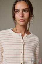 Striped Button Front Cardigan