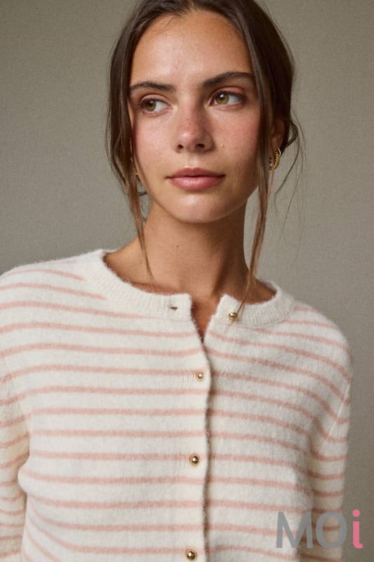 Striped Button Front Cardigan