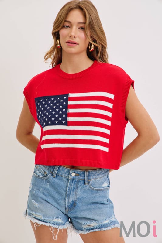 Stars and Stripe Knit Sweater Top
