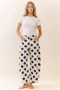 Polka Dot Printed Denim Pants
