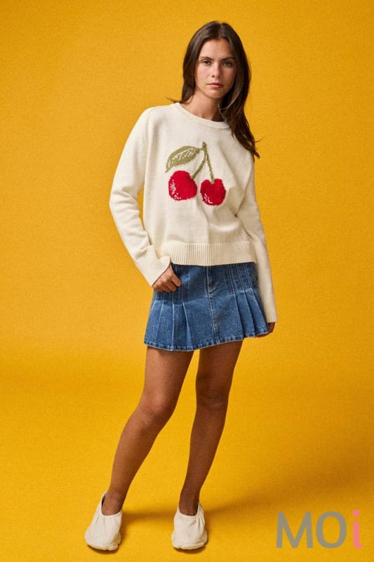 Cherry Graphic Knit Sweater