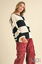 Oversized Mixed Color Block Sweater