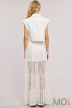 Tiered Floral Lace Maxi Skirt with Lining