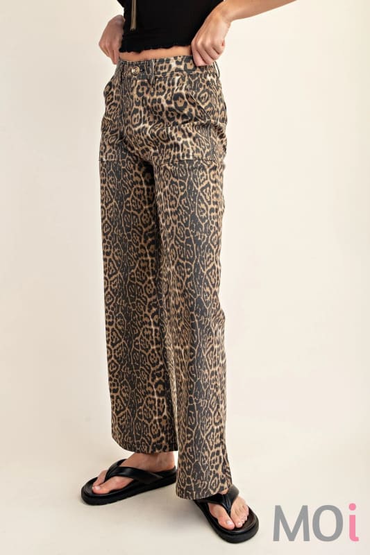 Leopard Print Flare Jeans