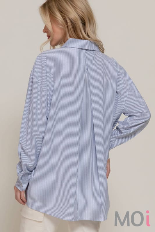 Long Dolman Sleeve Oversized Y/D Stripe Shirt