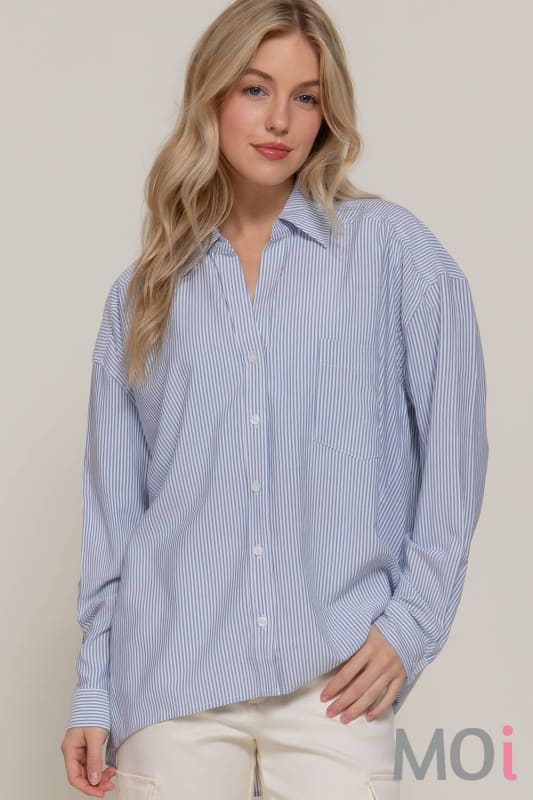 Long Dolman Sleeve Oversized Y/D Stripe Shirt