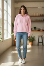 Basic Fleece Half Zip Up Hoodie