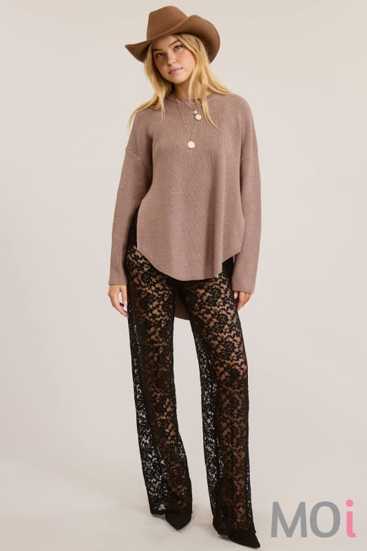 High Low Knit Sweater with Side Slit