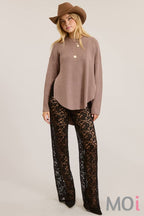 High Low Knit Sweater with Side Slit