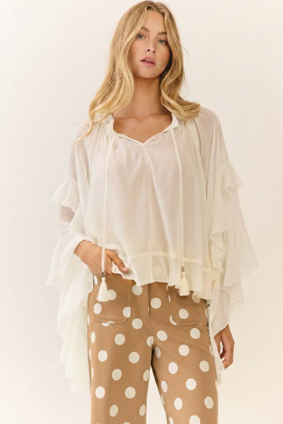 Polka Dot high-rise wide leg pants