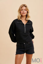 Cotton Thermal Cropped Half Zip