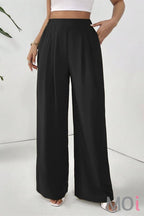 Casual stretch waist wide-leg wide-hip slacks