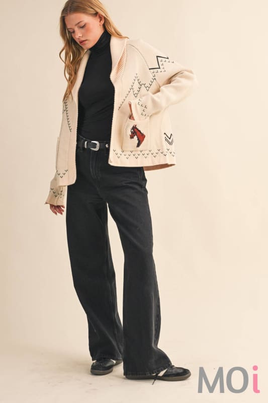 Horse Knit Sweater Cardigan