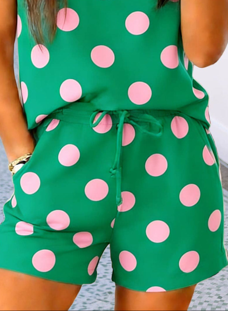 Polka Dot Short Sleeve Shift Top