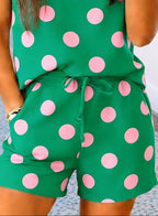 Polka Dot Short Sleeve Shift Top