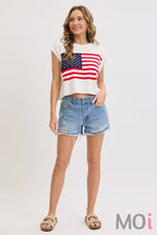 Stars and Stripe Knit Sweater Top