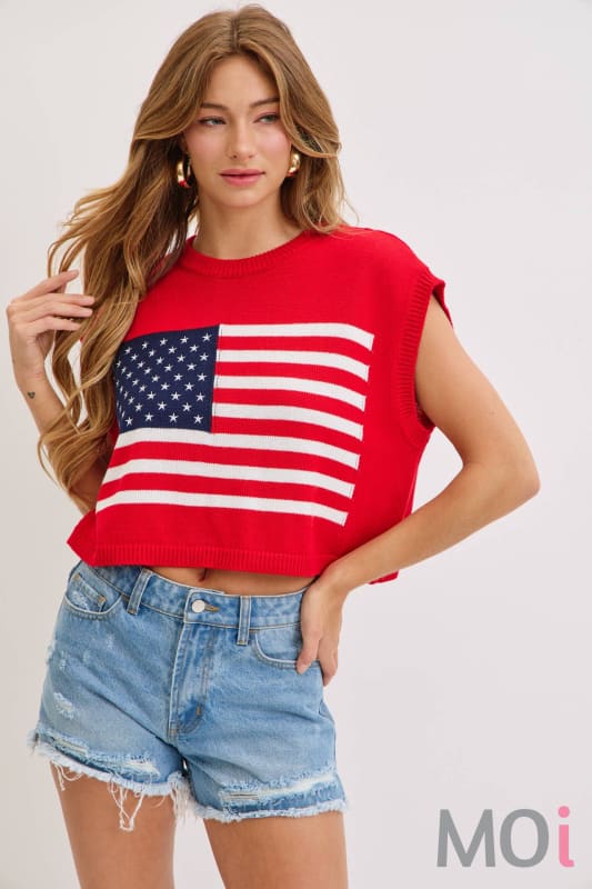Stars and Stripe Knit Sweater Top