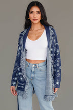 Blue Bandana Fringe Cardigan