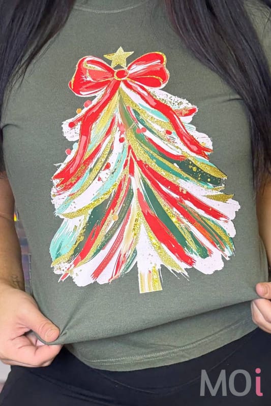 Paint Stroke Pink & White Tree Graphic Tee