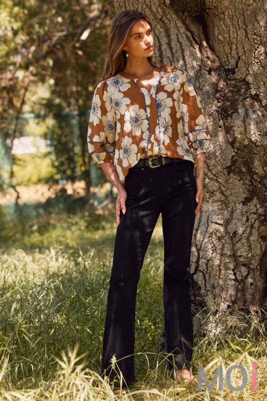 Floral Printed 3/4 Sleeve Blouse