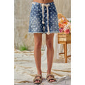 Polka Dot Printed Denim Shorts With Belt