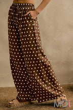 Polka Dot Elastic Waist Wide Pants