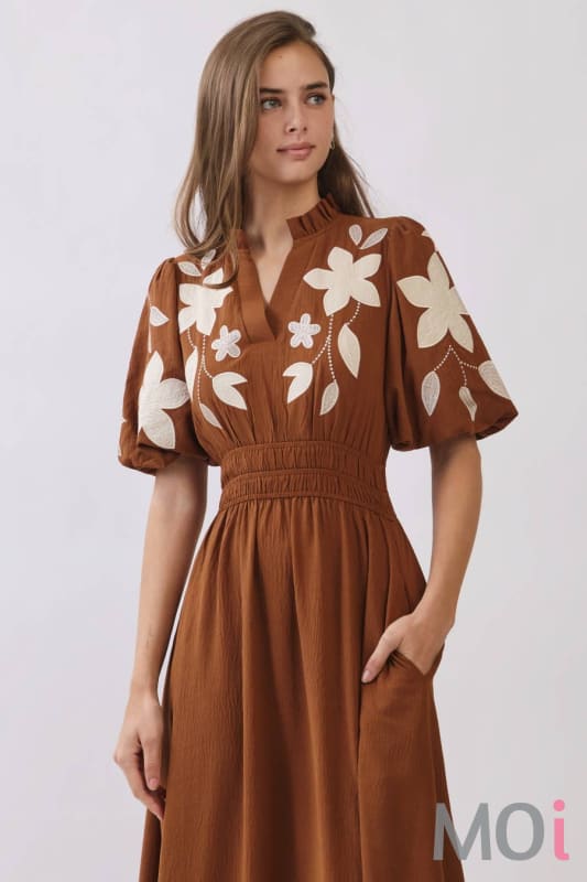 Embroidered Midi Dress