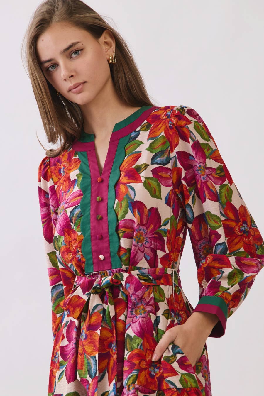 Mixed Floral Printed Mini Dress
