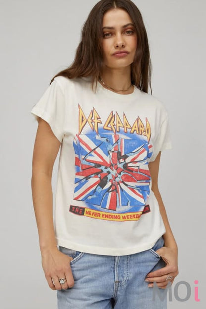 Def Leppard 1993 Never Ending Weekend Tour Tee in Vintage White