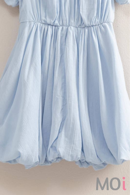 V-Neck Puff Sleeve Flowy Mini Dress