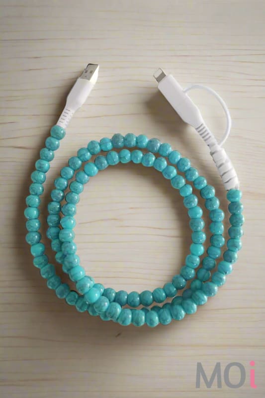 Turquoise Beaded Cord Phone Charger Apparel & Accessories
