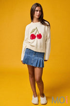 Cherry Graphic Knit Sweater