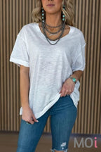 Raw Edge Detail Top White / Small Apparel & Accessories