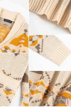 Vintage Western Aztec jacquard shawl-collar knit cardigan