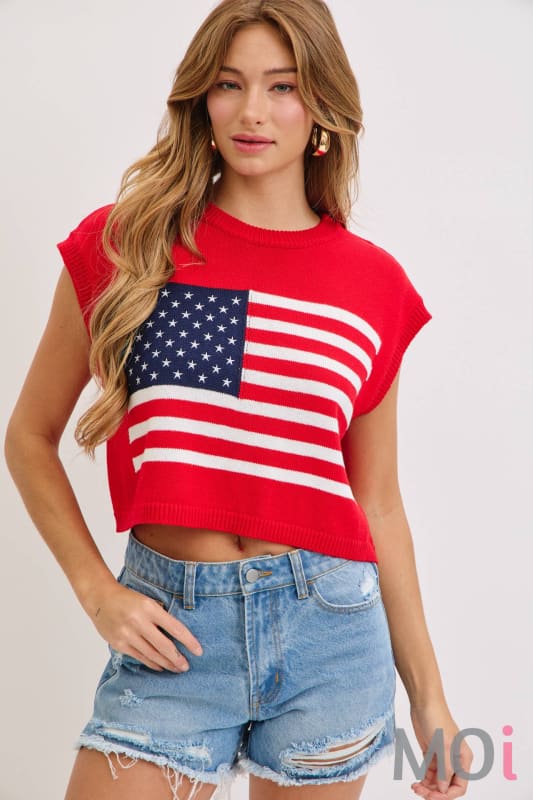 Stars and Stripe Knit Sweater Top