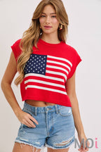 Stars and Stripe Knit Sweater Top