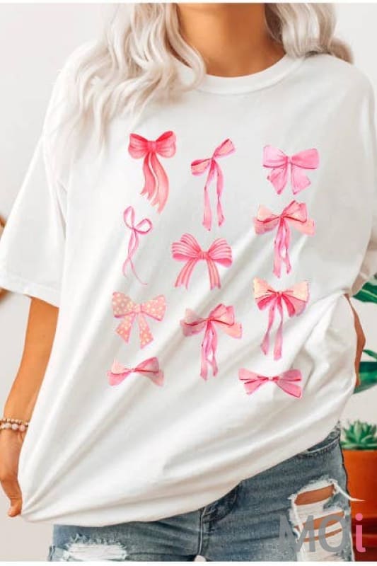 WASHED PINK RIBBON GRAPHIC TEE T-SHIRT