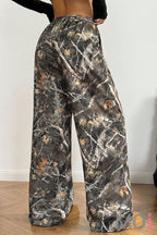 FASHION STRETCH WAIST CAMO PRINT MOPPING PANTS