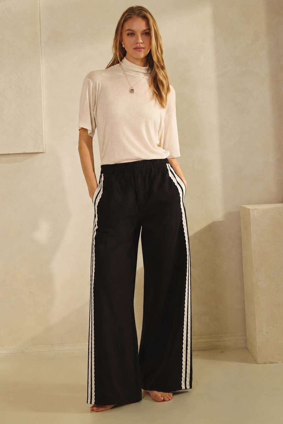 Solid Wide Leg Pants