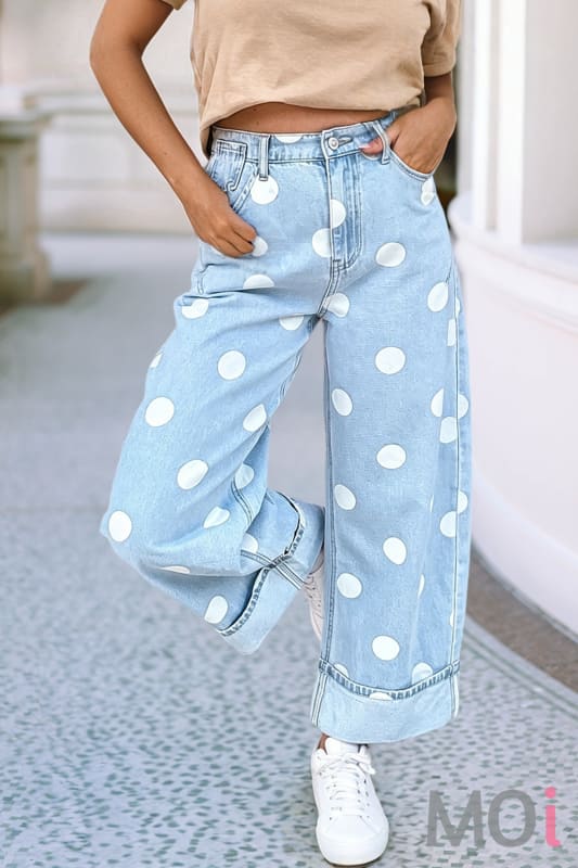 Polka Dot Ankle Length Casual Jeans