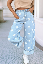 Polka Dot Ankle Length Casual Jeans