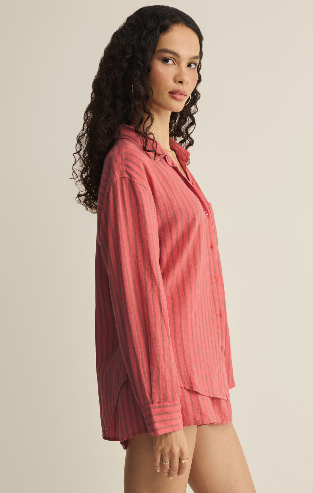 The Perfect Striped Button Top