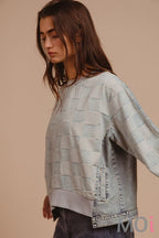 Mineral Washed Gingham Denim Top