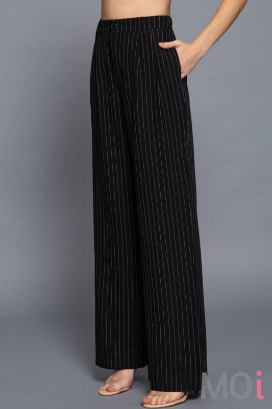 Pin Stripe Woven Straight Pants