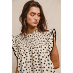 Dot Printed Smocked Yoke Top