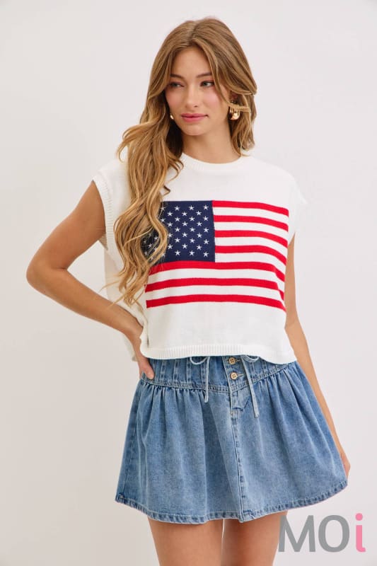 Stars and Stripe Knit Sweater Top