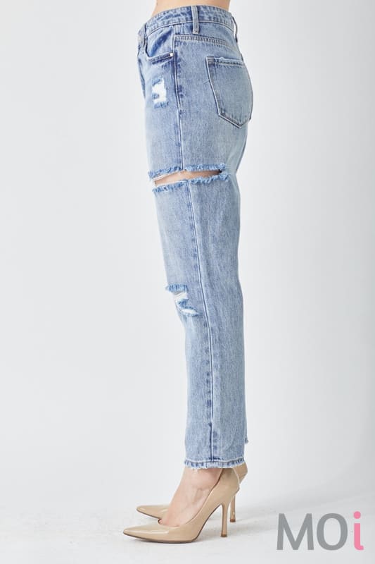 RISEN Distressed Slim Cropped Jeans