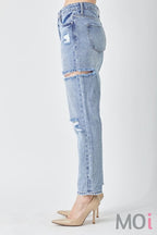 RISEN Distressed Slim Cropped Jeans