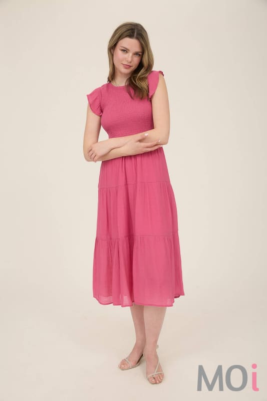 Smocked Tiered Midi Dress