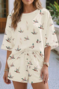 High Waisted Mallard Duck Print Shorts